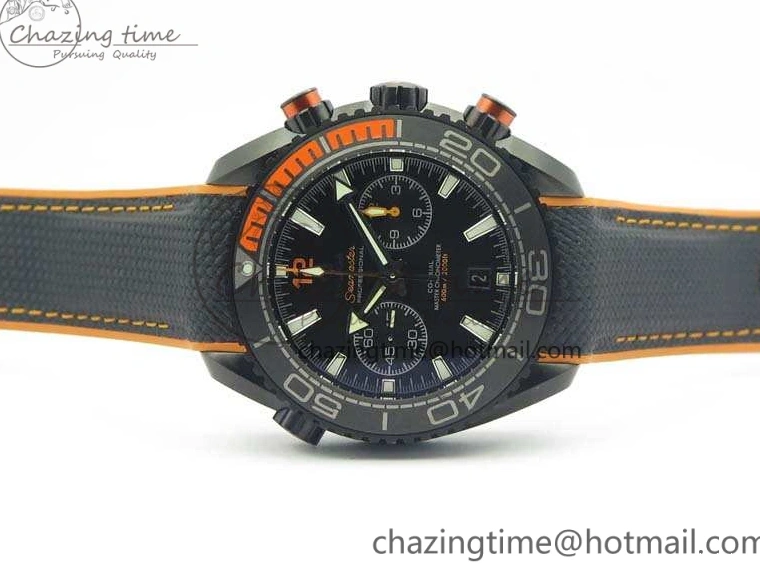 0504 Planet Ocean Master Chronometer Chrono DLC OM 1:1 Best Edition Black Dial On Nylon Strap A Chic 8103